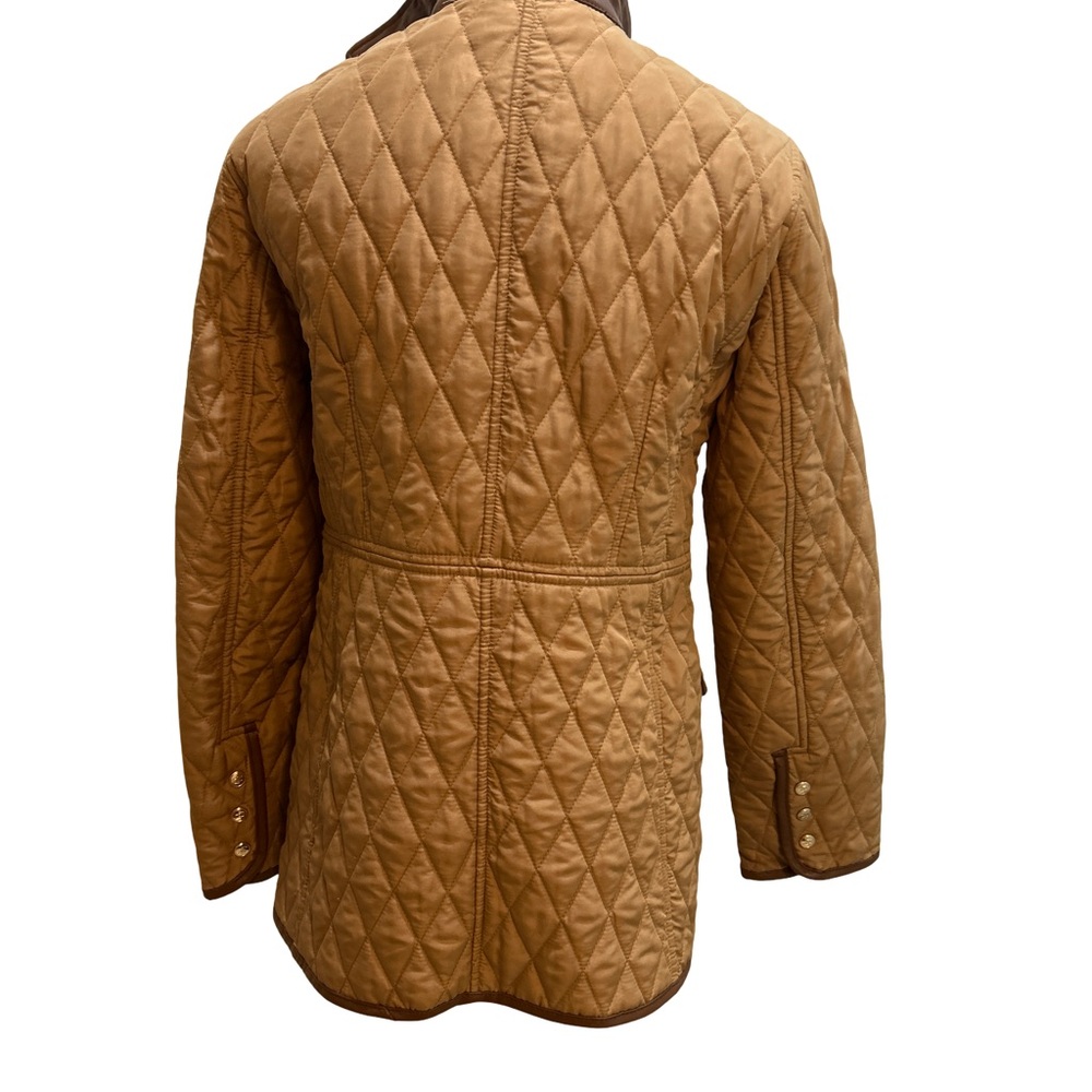 Chicos Women’s Size 0 / Small Tan Quilted Barn Jacket Moto Trim Pockets - Picture 5 of 16